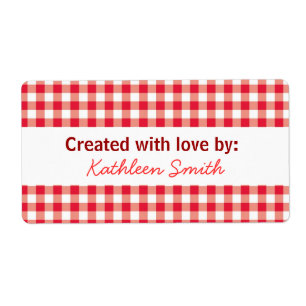 Picknick Red Gingham Recept/Goodies Label