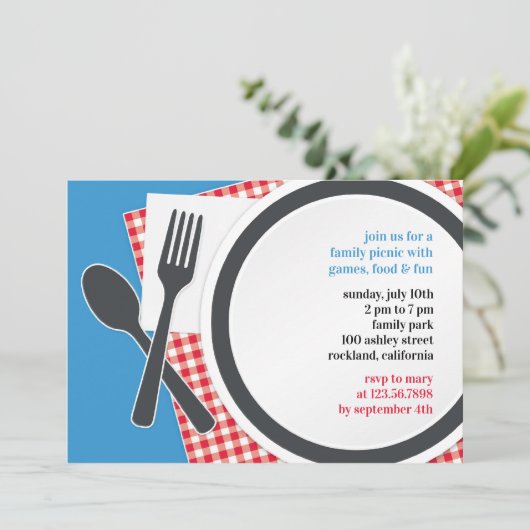Picknick Uitje Flatuitnodiging Kaart (Staand voorkant)