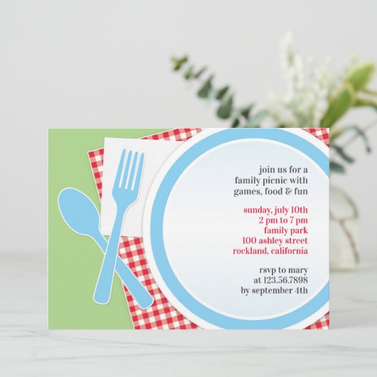 Picknick Uitje Flatuitnodiging Kaart (Staand voorkant)