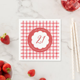 Picknick Zomer Lente Rode Gingham Schulpuntjes Ver Servet