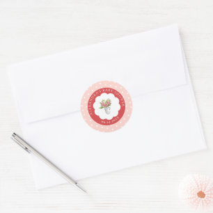 Picknick Zomer Rood Roze Wit Stippen Baby Shower Ronde Sticker