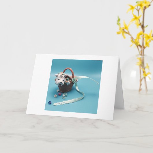 Picknicken met een kleine hond kaart (Gele Bloem)