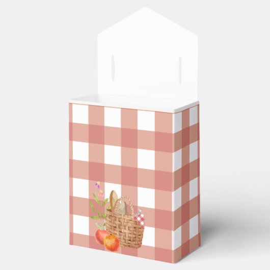 Picknickmand Red Gingham Baby shower Bedankdoosjes (Geopend)