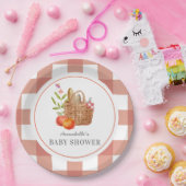 Picknickmand Rode GIngham Baby shower Papier Bord (Feest)