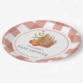 Picknickmand Rode GIngham Baby shower Papier Bord (Gekanteld)
