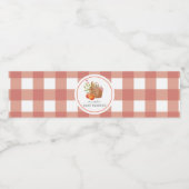 Picknickmand Rode GIngham Baby shower Waterfles Etiket (Enkel label)
