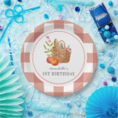 Picknickmand Rode GIngham Verjaardagspapier Bord (Feest)