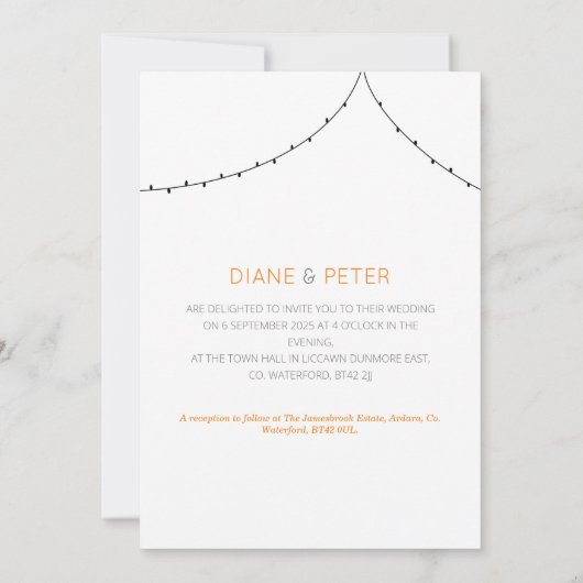 Picknicktuin minimalistisch zwart-wit bruiloft kaart (Achterkant)