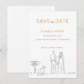 Picknicktuin minimalistisch zwart-wit bruiloft save the date (Voorkant / Achterkant)