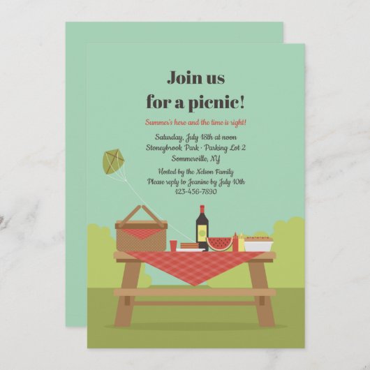 picknickuitnodiging kaart (Voorkant / Achterkant)