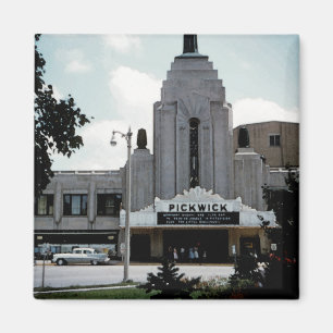 Pickwick Movie Theater Park Ridge Waterverf Art Magneet