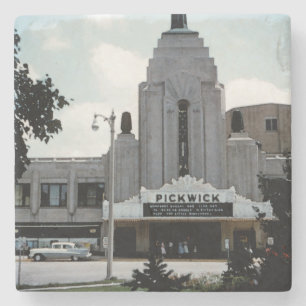 Pickwick Movie Theater Park Ridge Waterverf Art Stenen Onderzetter