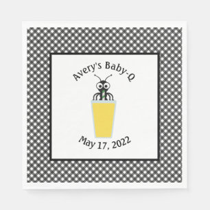 Picnic Ant Lemonade Black Gingham Servet