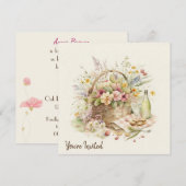 Picnic Basket met wijnflessenfeest Kaart (Voorkant / Achterkant)