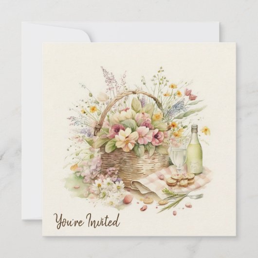 Picnic Basket met wijnflessenfeest Kaart (Voorkant)