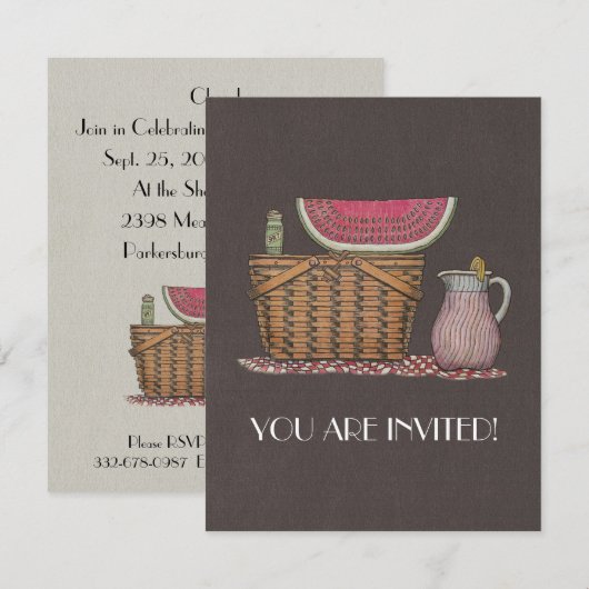 Picnic Basket & Watermeloen Kaart (Voorkant / Achterkant)