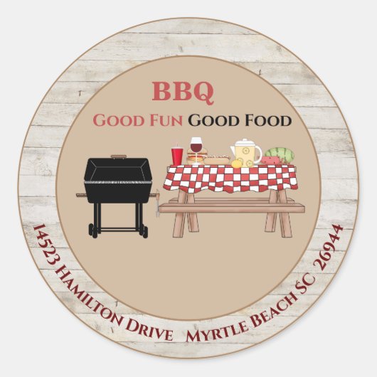 Picnic BBQ Grill Address Sticker (Voorkant)
