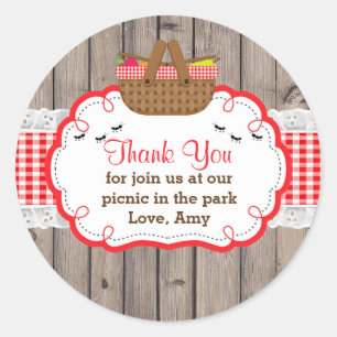 Picnic Birthday Party - Bedankt voor de tag-sticke Ronde Sticker