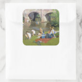 Picnic by the River Withypool Vierkante Sticker (Tas)