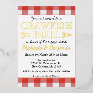 Picnic Crawfish Boil Seafood Party Verloving Folie Uitnodiging