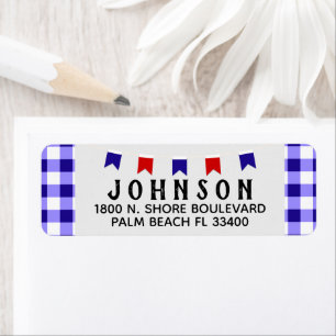 Picnic en banner   Blue Checkeron Tablecloth Summe Etiket