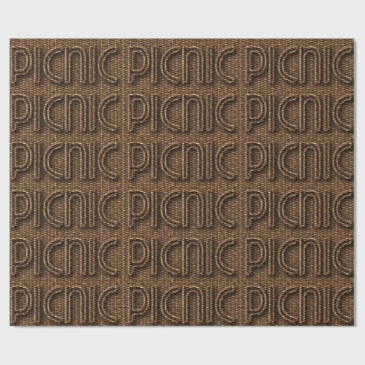 Picnic Funny Wicker Style Typografie Brown Cadeaupapier (Vlak)
