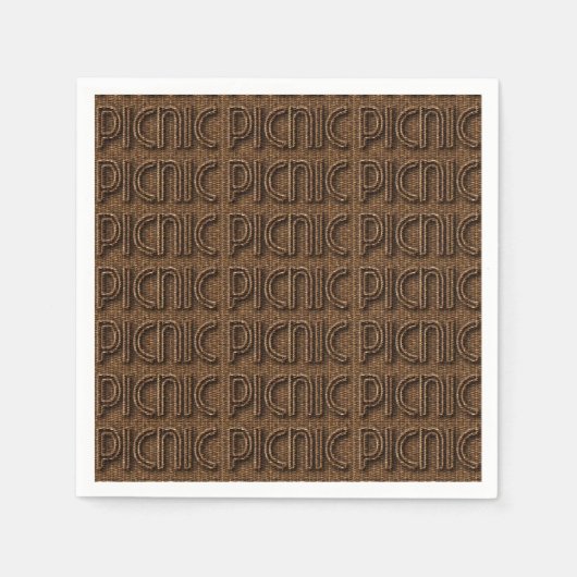 Picnic Funny Wicker Typography Paper Party Napkins Servet (Voorkant)