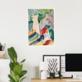 Picnic op het strand van August Macke Poster (Thuiskantoor)