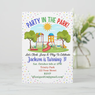 Picnic Outdoor Park Kids Birthday Invitation Kaart