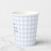 Picnic Park Namen Datum Baby shower Blue Gingham Papieren Bekers (Links)