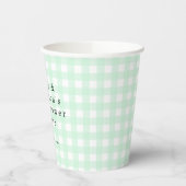Picnic Park Namen Datum Baby shower Green Gingham Papieren Bekers (Links)