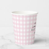 Picnic Park Namen Datum Baby shower Pink Gingham Papieren Bekers (Rechts)
