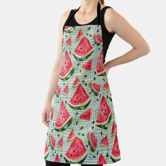 Picnic Patch Watermelon – Waterverf Fruit Gingham Schort (Insitu)