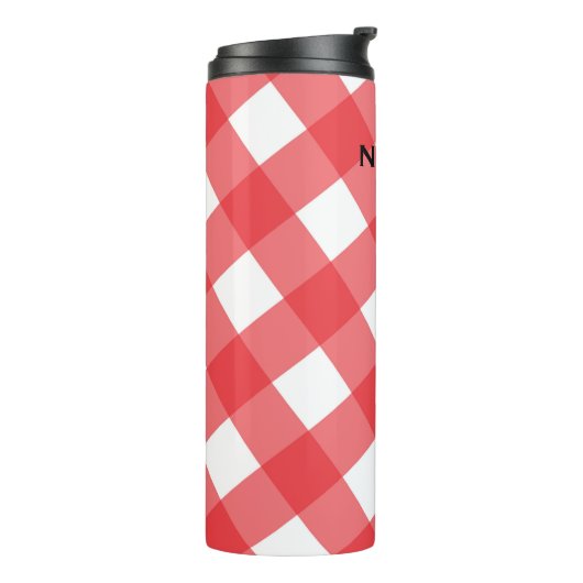 Picnic Patroon rode en witte chequecheques Thermosbeker (Gedraaid links)