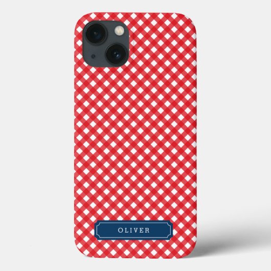 Picnic Red Gingham personaliseren met naam Case-Mate iPhone Case (Achterkant)