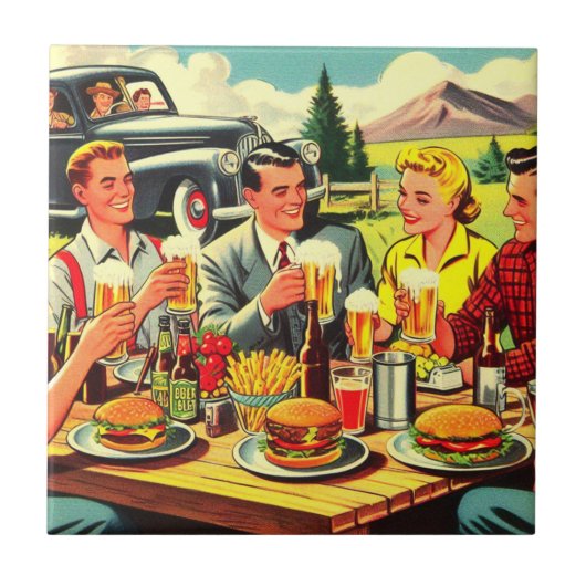 Picnic Retro Comics Tegeltje (Voorkant)