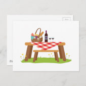 Picnic Table mandje wijn Briefkaart (Voorkant / Achterkant)