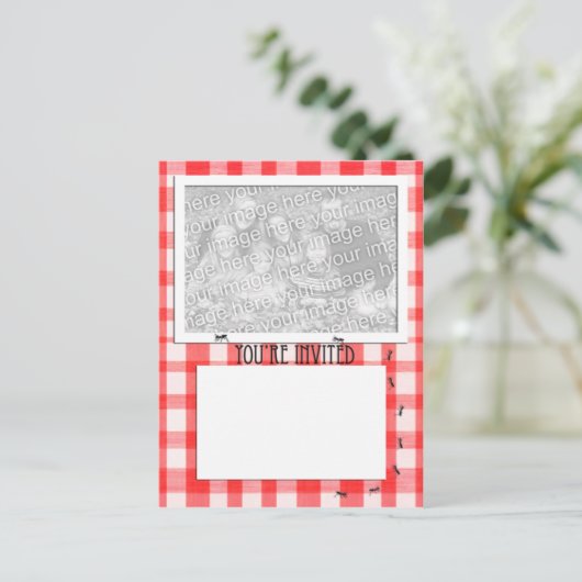 Picnic Theme Invitation Sjabloon (Staand voorkant)