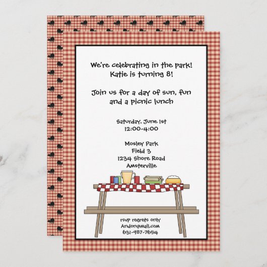 Picnic Uitnodiging (Voorkant / Achterkant)