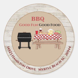 Picnick BBQ-grill adressticker Ronde Sticker