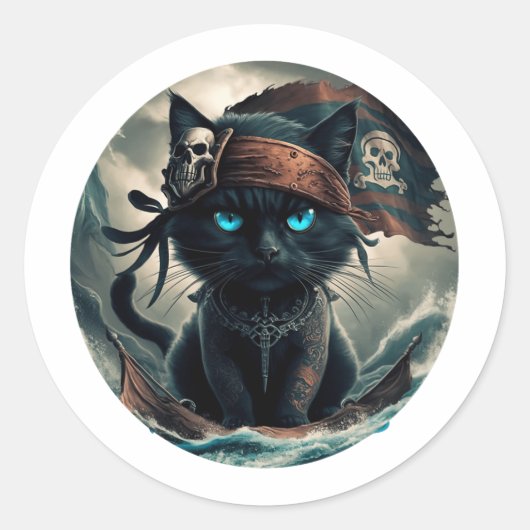 Pico Art Funny Abstract Cat Ronde Sticker (Voorkant)