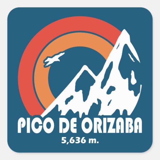 Pico de Orizaba Mexico Sun Eagle Vierkante Sticker (Voorkant)