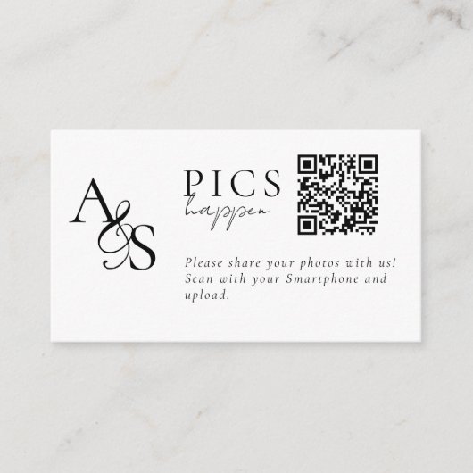 Pics gebeuren! Foto, QR-code, bruiloft Informatiekaartje (Voorkant)