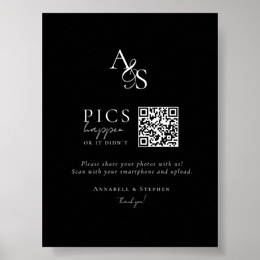 Pics gebeuren! Foto, QR-code, bruiloft Poster (Voorkant)