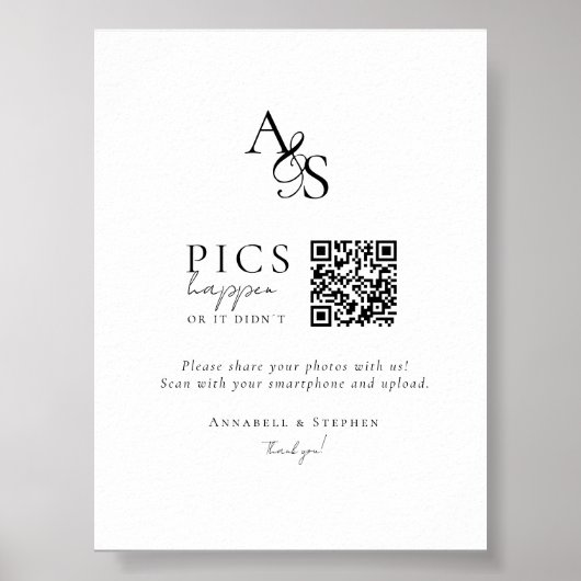 Pics gebeuren! Foto, QR-code, bruiloft Poster (Voorkant)