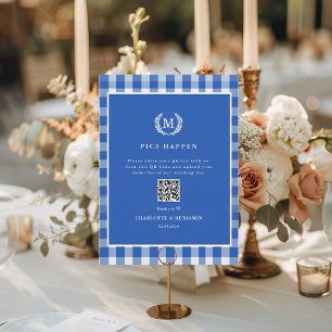 PICS GEBEUREN! QR Code Blue Gingham Wedding Galler