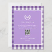 PICS GEBEUREN!QR Code Paarse Gingham Wedding Galle (Voorkant)