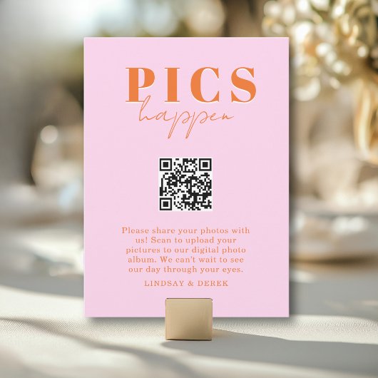 PICS HAPPEN! QR Code Pink Orange Wedding Gallery 