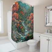 "Pics tranquilles : Rideau de douche paysager japo (En situation)