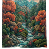 "Pics tranquilles : Rideau de douche paysager japo (Devant)